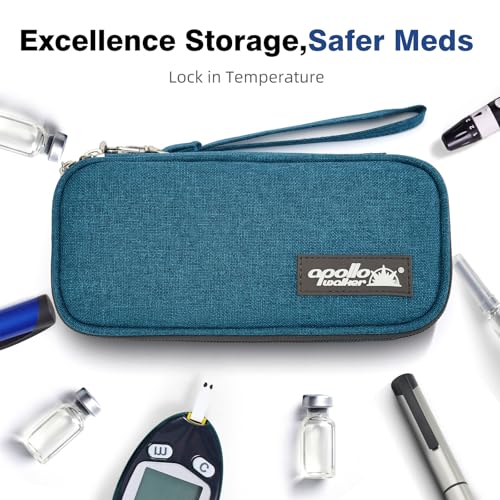 Image of apollo walker Insulin Cooler Travel Case with Ice Packs and Insulation | TSA Approved Includes 2 x 90g ice packs for 9-hour cooling insulin pens & syringes for Diabetics to Carry (Teal)