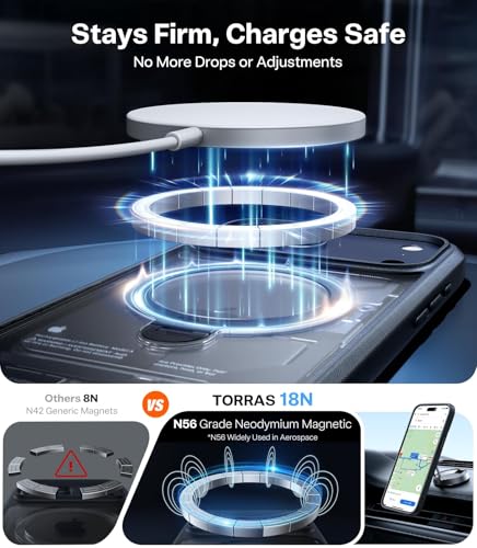 Image of TORRAS Ostand Q3 Spin Designed for iPhone 17 Pro Case, 360 Rotatable Ring Stand & 18N Strong Magnetic Lock, Military-Grade Shockproof Cover for Hands-Free Viewing, Black