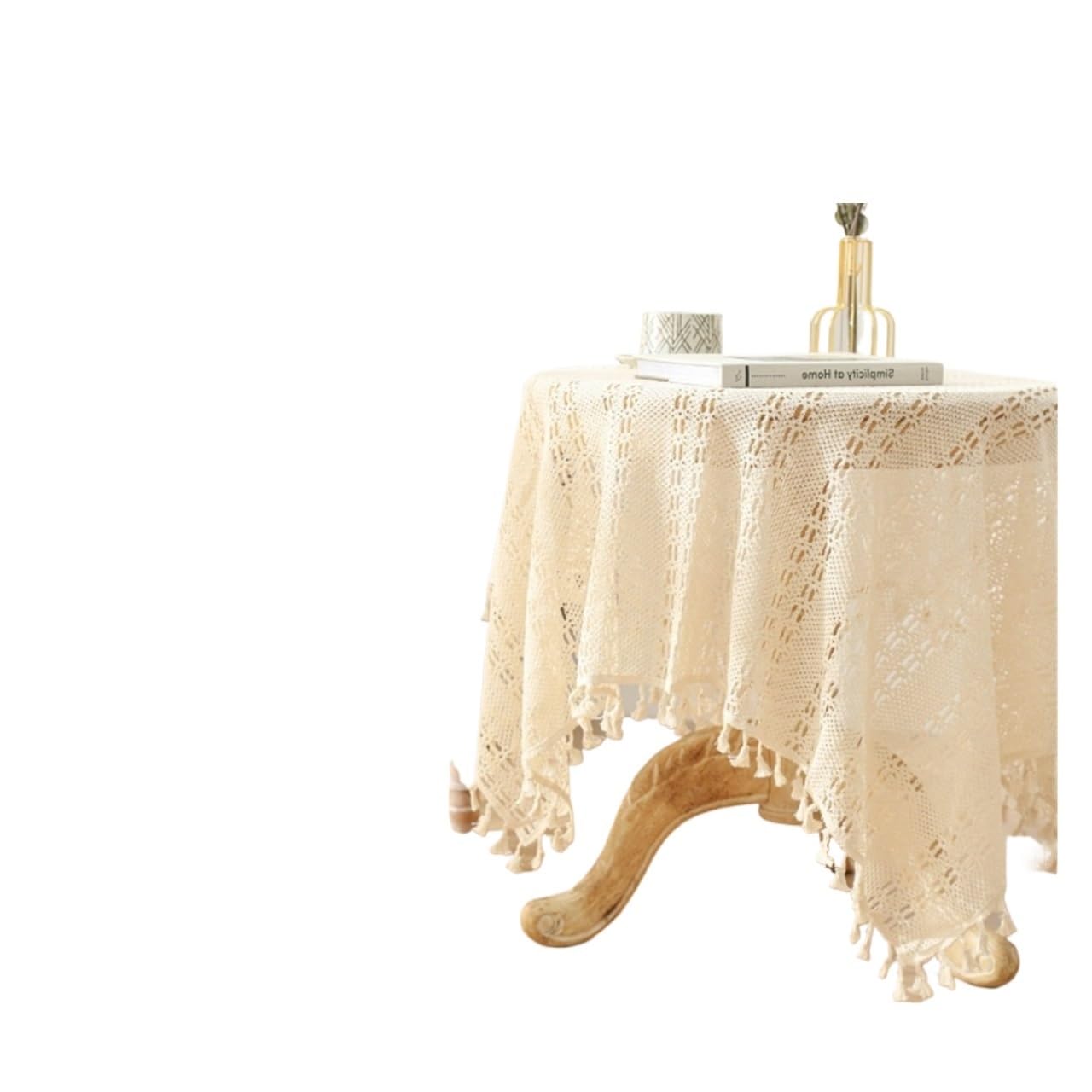 VIOLDHHJK Lace Tablecloth Vintage Handmade Crochet Tablecloth Macrame Lace Table Cloth Covers Rectangle For Kitchen Dinning Tabletop Party(Color 9,1Pc 120x120cm)