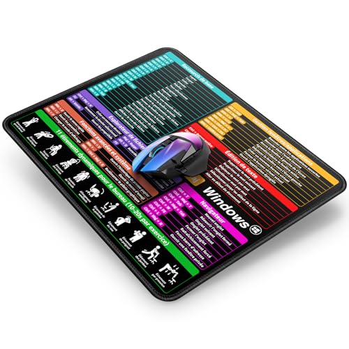 Tapis de Souris 300 x 250 x 3 mm Français, Windows Raccourcis Clavier sur Tapis Souris pour Bureau, Base Caoutchouc Anti-Dérapant, Glissement Facile,...