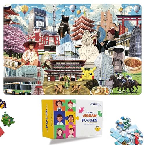 Image of Tokyo City 250 Pieces Jigsaw Puzzle, Puzzle for Adults & Kids 9+, Educational Travel Game with Leaflet, Fun Brain Booster Puzzle 200+ Pieces, Family Games