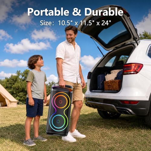 Image of JYX Karaoke Machine for Adults, 24 inch Big Portable Bluetooth Speaker for Adults with RGB Light PA System Treble & Bass 500W, Support TWS /USB /AUX /TF Card /REC, for Home Party Outdoors