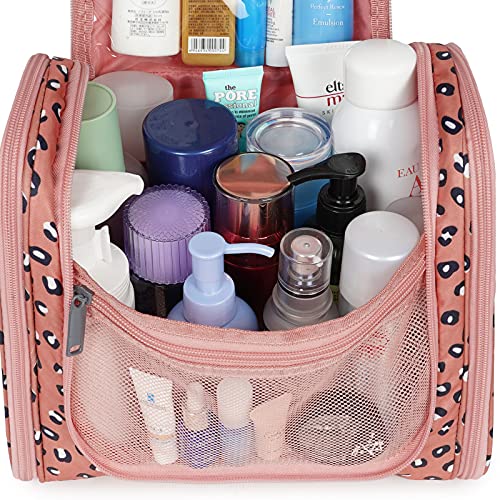Image of Hanging Travel Toiletry Bag Cosmetic Make up Organizer for Women and Men, Orange Leopard (Large),