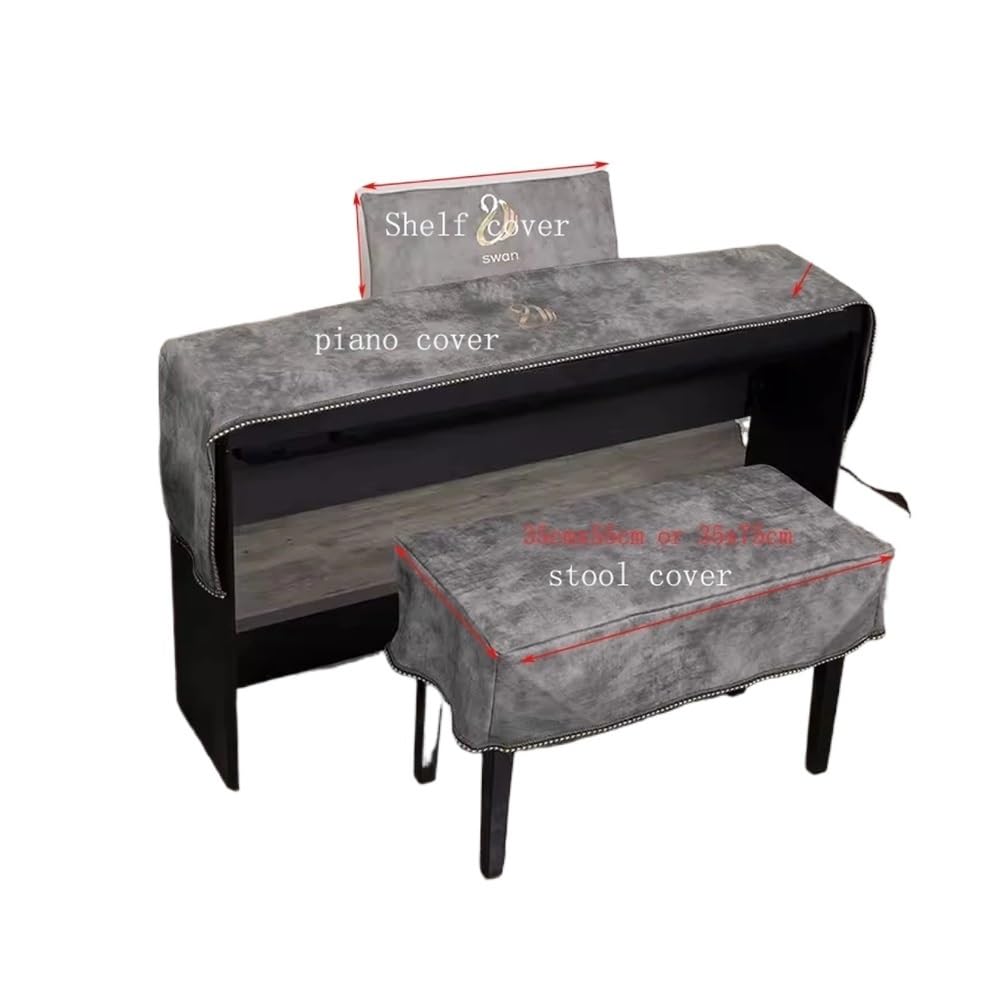 Nordic Luxury - Funda para piano electrónico de 88 teclas, a prueba de polvo, 61 teclas, cubierta para piano eléctrico, cubierta de estante, taburete (bronceado, juego de taburete doble)