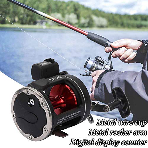 Jacksking Fishing Reel, Trolling Reels Equipped Spinning Reel Trolling Saltwater Freshwater Offshore Reel Counter Wheel With Line(Black) #TOP2