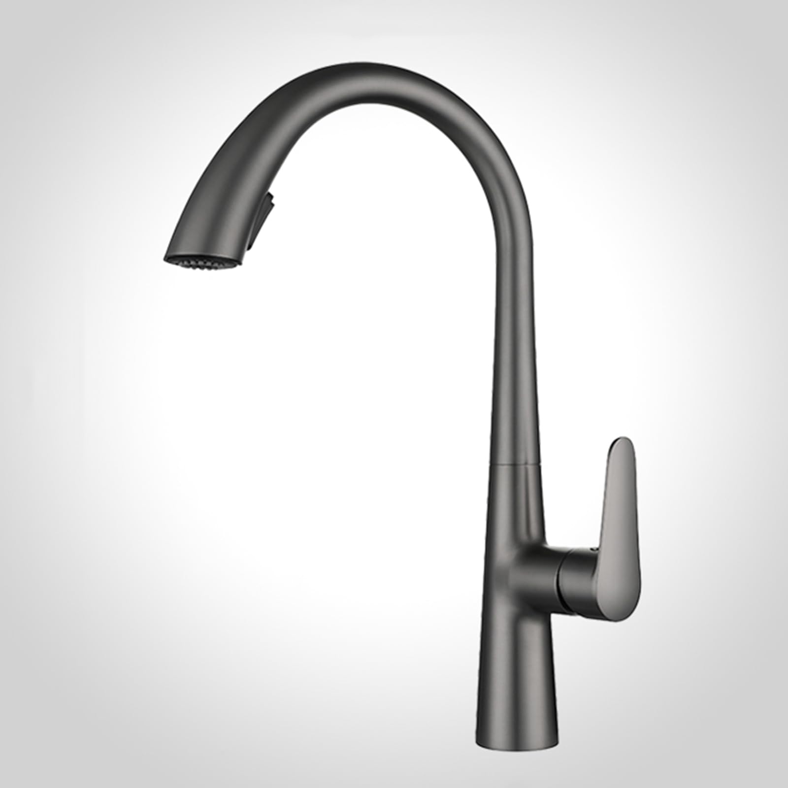 Wiquybml Grey Pull Out Kitchen Sink Mixer Tap With Gooseneck Spout 360° Rotatable Spray Faucet Modern Taps For Easy Cleaning And Versatile Use