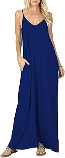 VIISHOW Women's Summer Casual Plain Flowy Pockets Loose Beach Cami Maxi Dresses