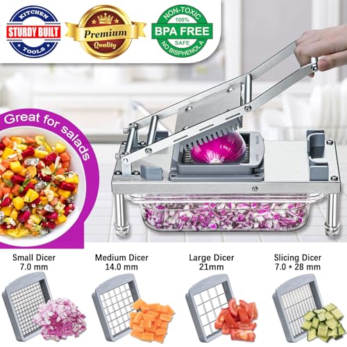 Stainless steel Vegetable Chopper, Veggie Chopper With 10 Blades, Onion Dicer with Container, Food Cutter & Grater Mandoline Slicer - Image 3