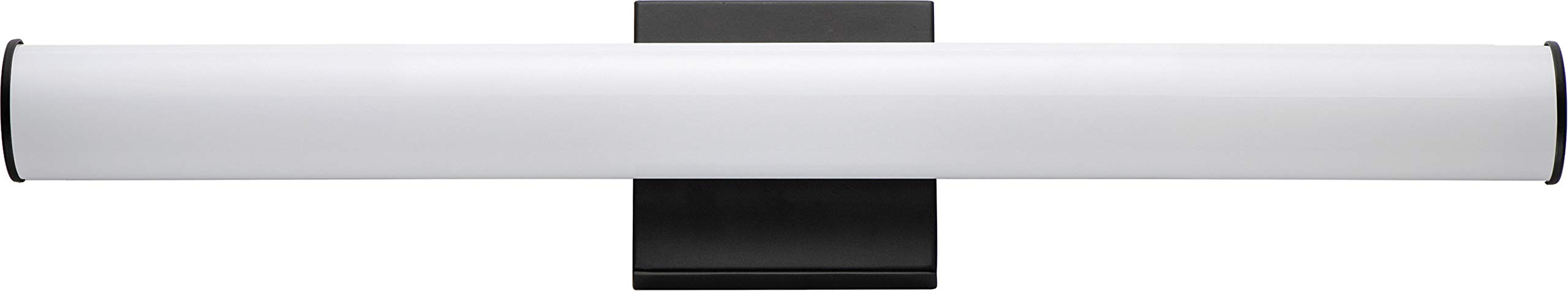 Rail-LED Bath Vanity Light with Tubular White Diffusers-4.75 inches high-Black Finish-24 Inch Size