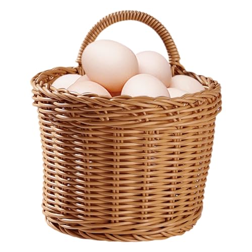 Cesto decorativo da parete – Cesto da parete vintage intrecciato | cesto vintage in tessuto floreale | imitazione rattan design organizer per casa colonica, terrazza, giardino, cucina, bagno
