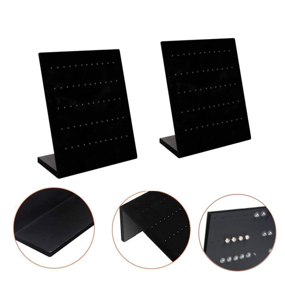 2 Pezzi Espositore Collane In Velluto Nero, Espositore Orecchini - Foto 5