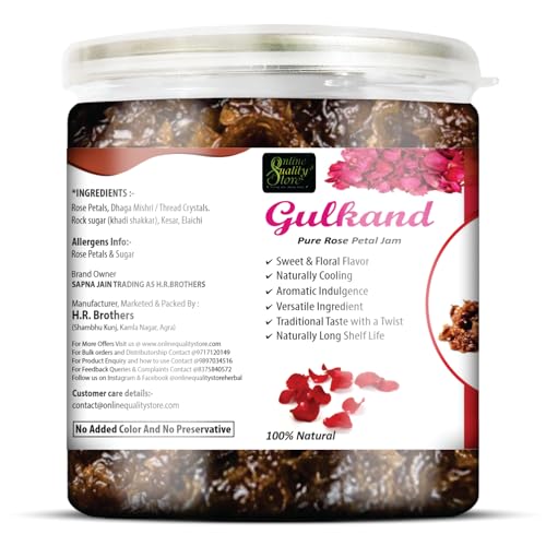 Image of Online Quality Store Natural Gulkand (Rose Petal Jam), 400g | Sun-Cooked Damask Rose Petals & Rock Sugar | Pure Gulkand for Paan