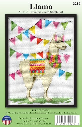 Design Works Crafts Crossstitch 5x7 Llama Cross Stitch Kit, None image 5