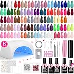 Beetles Gel Nail Polish Kit with U V Light 80Pcs Color Enchantment 55 Colors Gel Polish Starter Kit with Base Top Coat Nail Art Stickers Manicure Tools Gift for Women