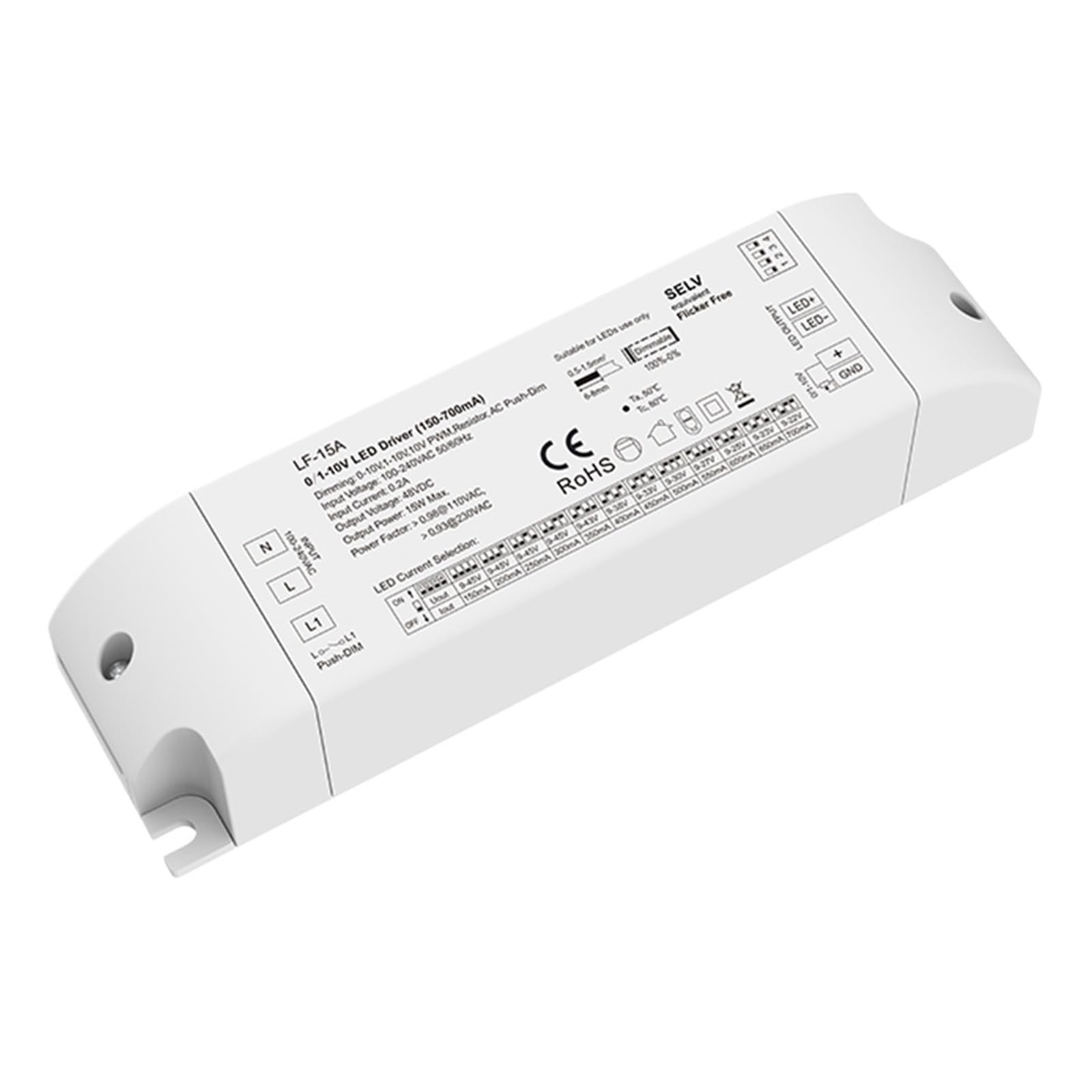 PWANUIGTE LN-12A-H LN-12A-L LF-15A LF-12A LF-12A-2 0/1-10V Constant Current Dimmable LED Driver 12W 15W PWM Dimming No Flicker(LF-15A Only)