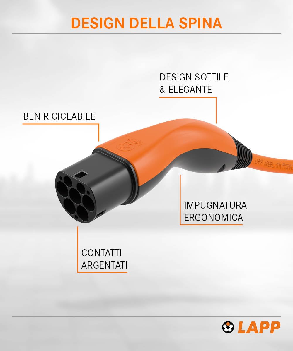 LAPP MOBILITY Ladekabel Typ 2, bis zu 11 kW, 7 m, Orange (61790)