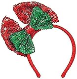 amscan Red and Green Fabric Bow Headband | Christmas Accessory