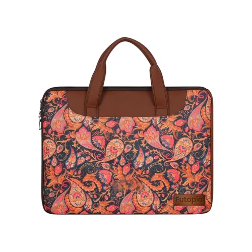Image of Futopia Stylish Printed Jute Laptop Sleeve Bag 15.6-16 Inch with Handle | Laptop Case Cover | Water Resistant & Shockproof | Padded Interior | Laptop, Notebooks Bag for Office, College & Travel