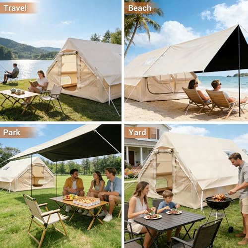 Carpa inflable para camping ziziella T033 para 8-12 personas, con toldo impermeable Oxford para 4 estaciones miniatura 7