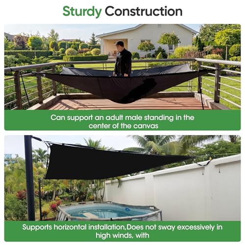 SIHAIAN Sun Shade Sail 10\'x13\' Waterproof Rectangle Double-Rope Shade Sail 500D Heavy Duty UV Block Sunshade Canopy for Backyards, Patios, Gardens, Outdoor Activities and Facility Black