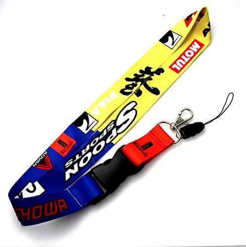 JDM SPOON SPORTS Lanyard Keychain Neck Strap Quick Release 2 Sided Print EK EG