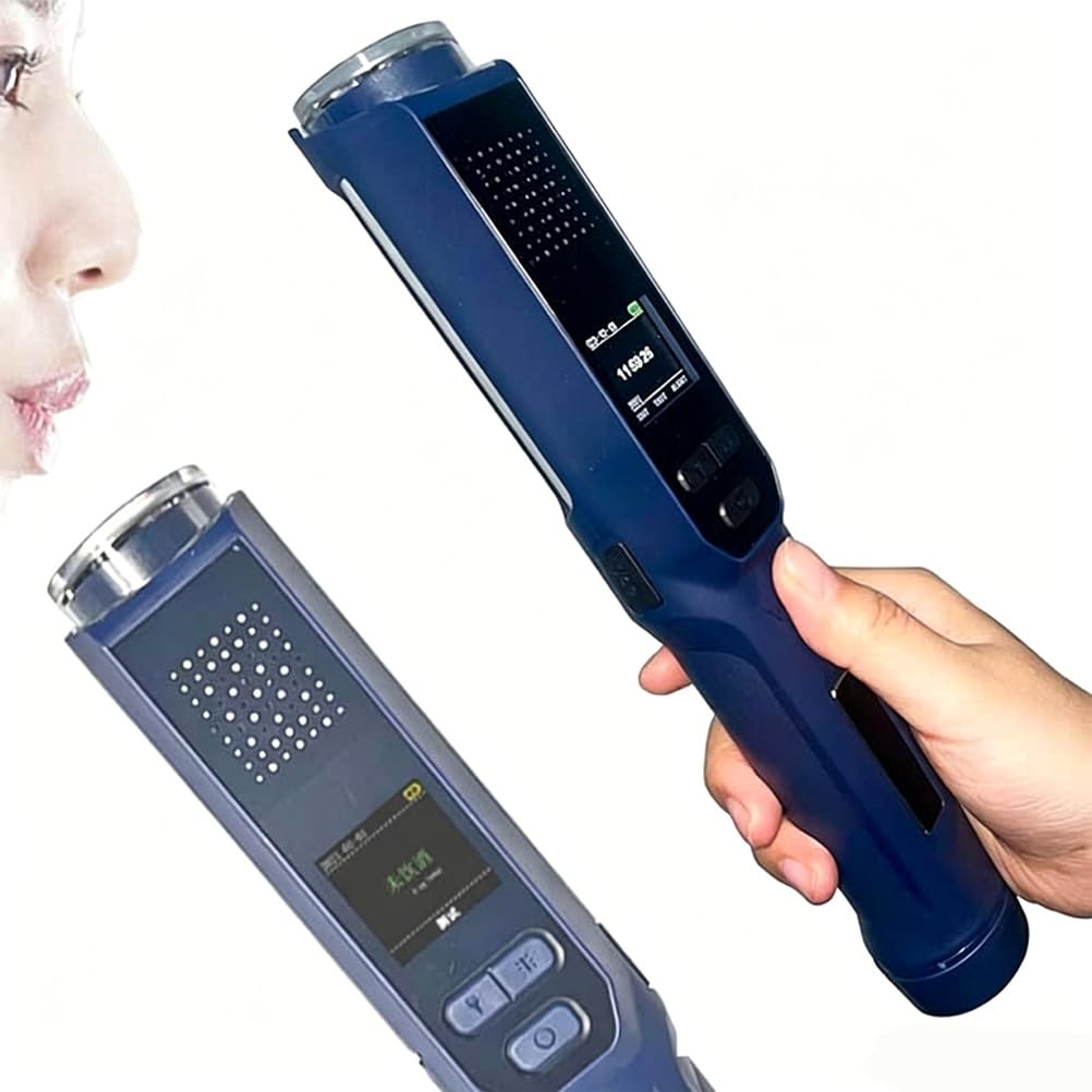 Alcoholímetro Portátil De Uso Personal, Dispositivo De Mano con Pantalla LCD Y Función Aviso por Voz; Respuesta Rápida 5 A 15 Segundos Y Medición Sin Contacto para Fiestas En Casa