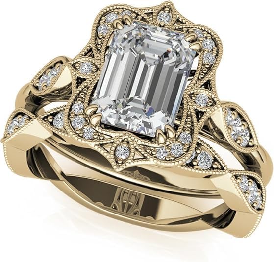 2-4 CT Moissanite Engagement Ring for Women, Antique Vintage Halo Bridal Ring, 925 Sterling Silver or 10K/14K/18K Solid Gold, Wedding, Anniversary & Promise Gift for Her