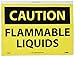 NMC C492PB OSHA Sign, Legend "CAUTION - FLAMMABLE LIQUIDS", 14" Length x 10" Height, Pressure Sensitive Adhesive Vinyl, Black on Yellow