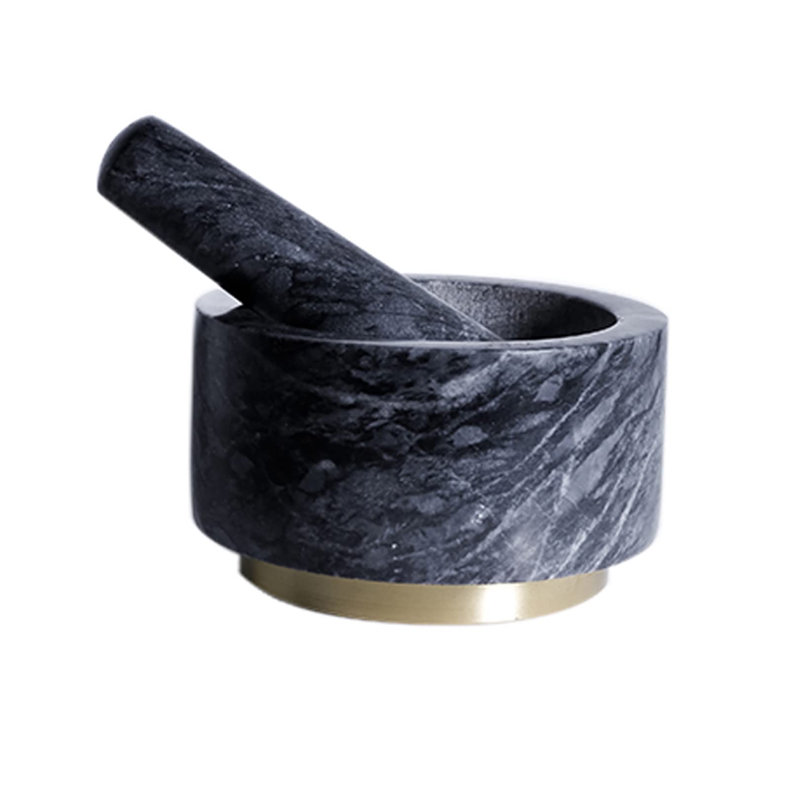 Tazón de mortero Juego de mortero y pilón de granito natural pulido con base de metal dorado, capacidad for 2 tazas, hacer guacamole fresco, salsa, pesto, triturador de hierbas, moler especias y nuece