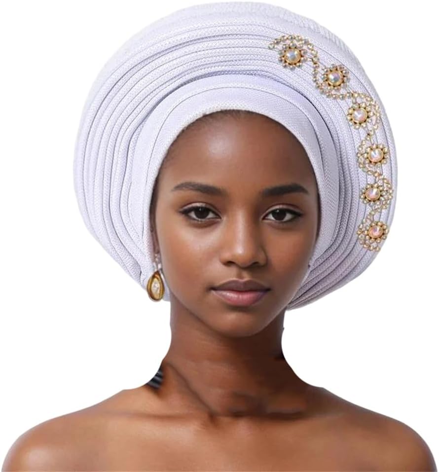 Dvbfufv African Nigerian Wedding Auto Turbans For Women Muslim Headwear Female Headwraps