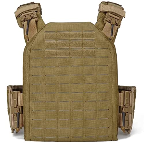 EMERSONGEARS Gilet Tactique Militaire, Airsoft Gilet Porte Plaque Réglable Système Molle Quick Release Gilet Tactique Nylon 1000D Modulable Veste Ajustable pour Armée Police Airsoft Paintball Khaki Cover