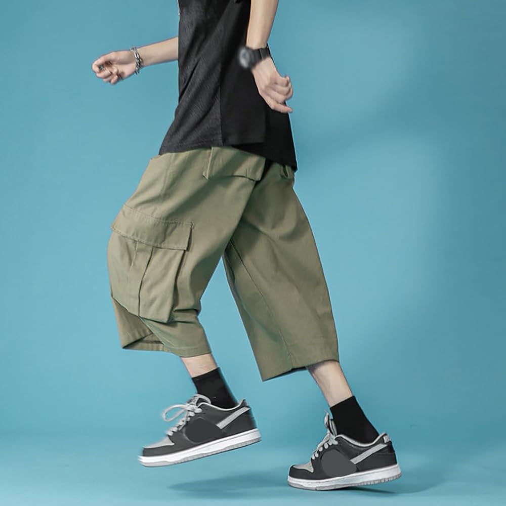 Amazon | [Bormran] ワイドパンツ 袴パンツ メンズ 七分丈 極太