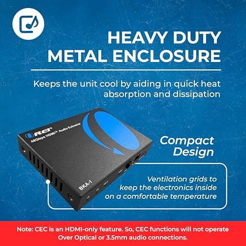 Image of OREI 8K@60Hz 48Gbps HDMI Audio Extractor, SPDIF & 3.5mm, ARC, HDCP 2.3, CEC | HDMI Audio Extractor 4K 120Hz, 8K Audio Extractor, Dolby Digital /DTS, HDR10+, Dolby Vision, PS5 Compatible