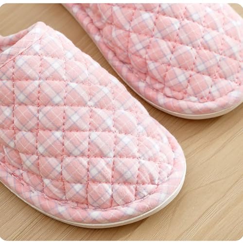 JadeRich Unisex Checkered Pattern Cloth Slippers Non-slip Home Shoes Indoor Slipper3