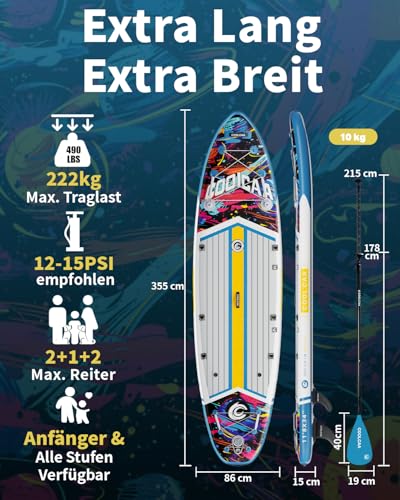 COOLCAA Stand Up Paddling Board 355cm (Farbe: Planets) - 2