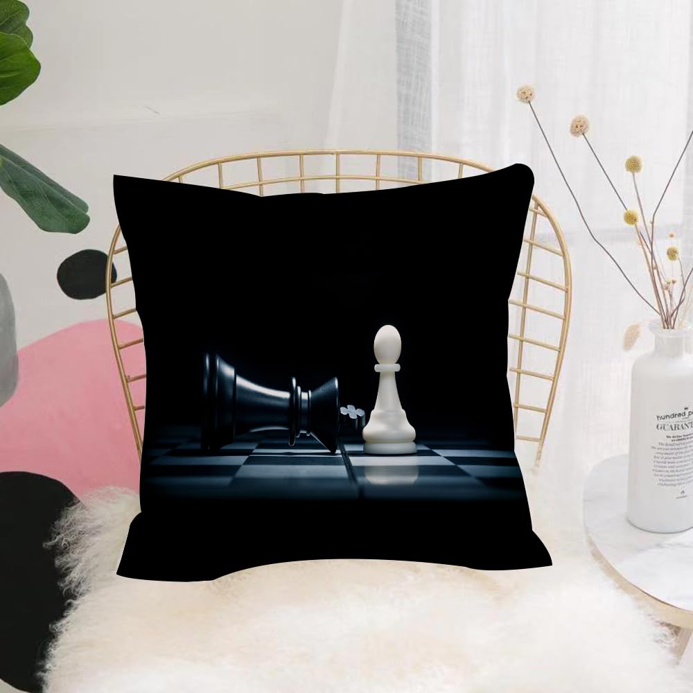 HYOSXW Cushion Cover,Throw Pillow Case Home Decorative for Living Room Bedroom Sofa Chair 16X16 Inch,Cool Black Chessnational Queen King Chessboard Chessboard,Pillowcase 40X40cm