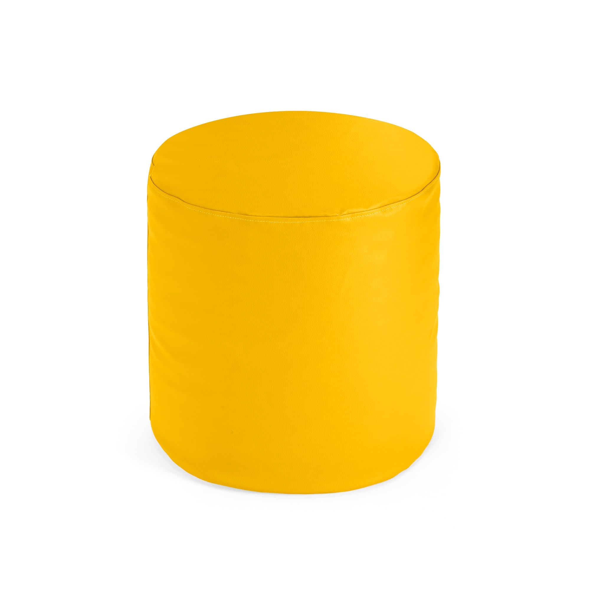 Bepouf - Poggiapiedi Rotondo Morbido in Ecopelle con Imbottitura in Palline di Polistirolo, Poggiapiedi adatto per Camera e Salotto - Dimensione 50x50 (Giallo Canarino, 50x50 cm)