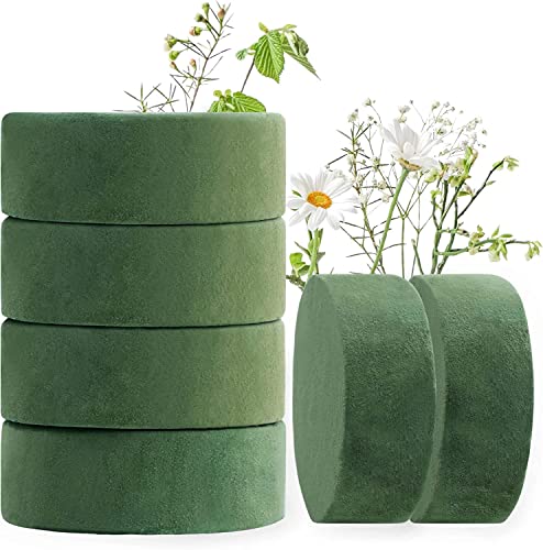 Floral Foam Round Large Wet and Dry Floral Foam Bricks Floral Foam Blocks for Artificial Flowers Wedding Party Flower Decorations (4.7-6 Pcs)
