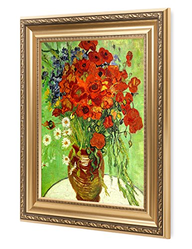 Decorarts - Red Poppies And Daisies, Vincent Van Gogh Art Reproduction. Giclee Prints Match With Golden Framed For Wall Decor. Picture Size: 20X16 In, Framed Size: 26X22 In #TOP6
