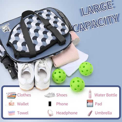Image of Boulder Bee Pickleball Bags, Premium Pickleball Tote Bag for Girls, Women's Hand /Shoulder Gym Bag w Water Bottle Holder, with Pickleball Racquet /Paddle Holder