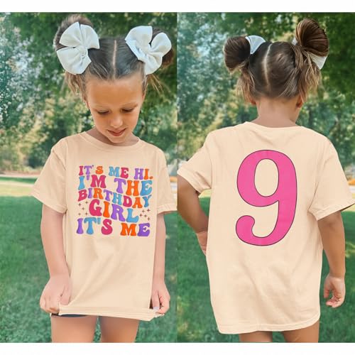 Image of Its Me Hi Im The Birthday Girl Its Me Birthday Girl Shirt Kid B-Day T-Shirt Party Tee Outfit Short Sleeve Tops 6-12Y
