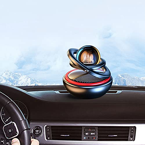 Image of Riloer Car Aromatherapy Diffuser, Car Air Fresh Device, Car Aroma Ring Ornament, Car Decoration Accessories, Rotating Car Perfume Solar Energy Car Aromatherapy, Gold