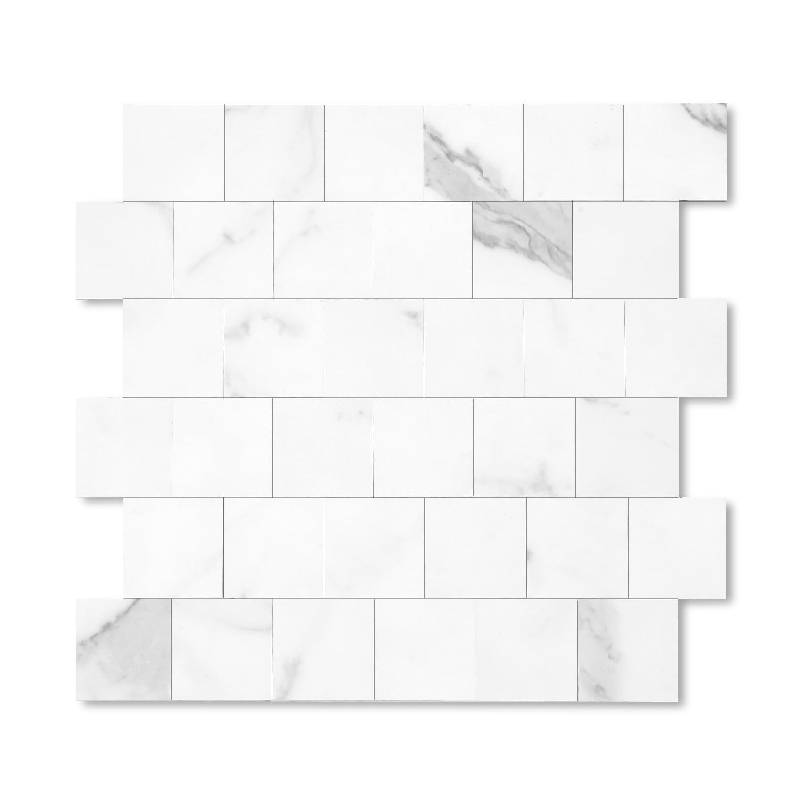 Yipscazo Peel and Stick Backsplash for Kitchen Wall, 10 Sheets Real Marble Look Stick on Backsplash PVC Heat Resistant Smart Tiles, 12'' Kara White Waterproof Backsplash Protector for Bathroom
