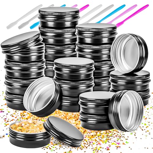 MotBach 24Pack 1oz Tin Jars 30ml Metal Tin cans 1Ounce Aluminum tin can jar Containers with Screw Lid for Lotion Bars Toiletries Creams Samples Makeup Cosmetic Spices Salve Balms Beard Balm