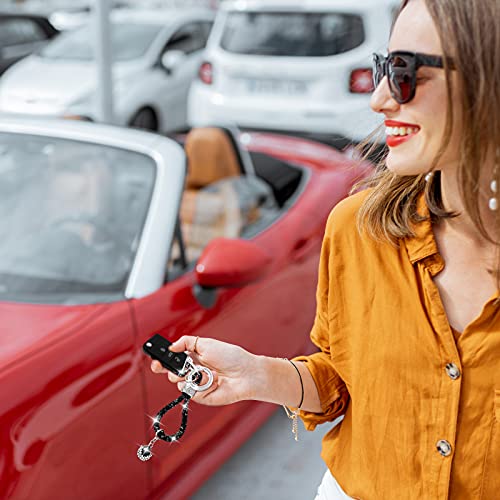 2 Pieces Crystal Keychain For Women Bling Keychain Accessories With Bling Rhinestones Silver Black Car Key Chains Fashionable Glitter Key Fob With 2 Pieces Crystal Car Key Ring For Women Lady Girl #TOP5