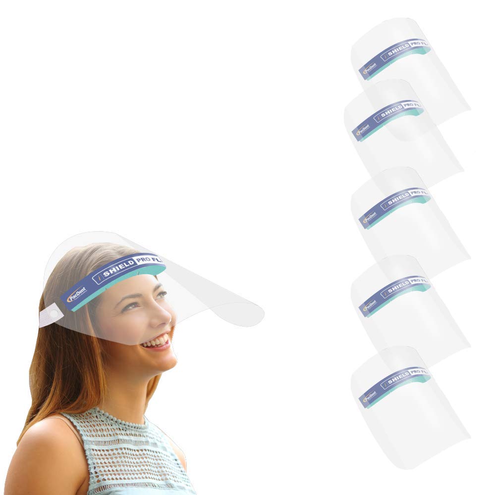 S032-5-A iShield Pro Flip, Disposable Flip Up Face Shields with Drape-It, 5-Pack