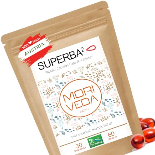 Superba Premium Aceite de Krill Cápsulas Blandas - Omega 3 - astaxantina esterificada, antioxidantes y vitaminas - corazón sistema inmunológico memoria - 60 cápsulas por el MoriVeda