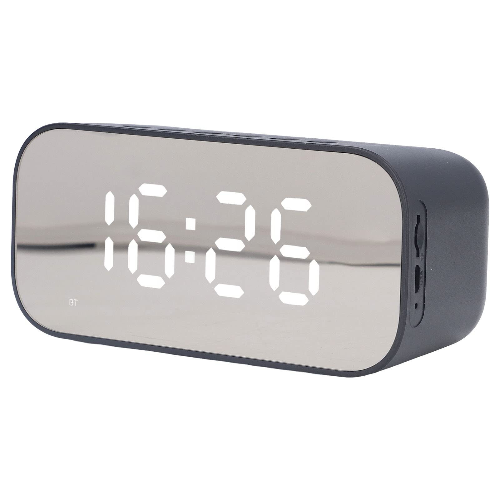 Yunseity Alarm Clock Radios for Bedrooms, Bedside Digital FM Radio with Bluetooth Speaker, Dual Snooze Alarm, Dimmer Control, Real time Temperature Detection, for Home Office (Black)