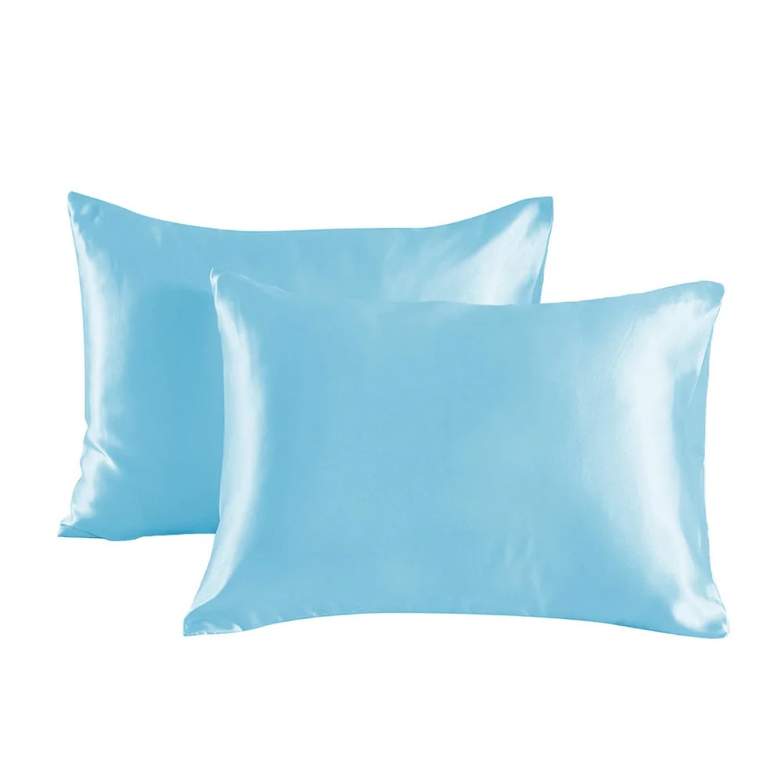 SHBHWS 2pc Satin Pillowcase - Silky Pillow Cases For Hair And Skin With Envelope Closure For Living Room Sofa(SKY BLUE,20x26 IN)