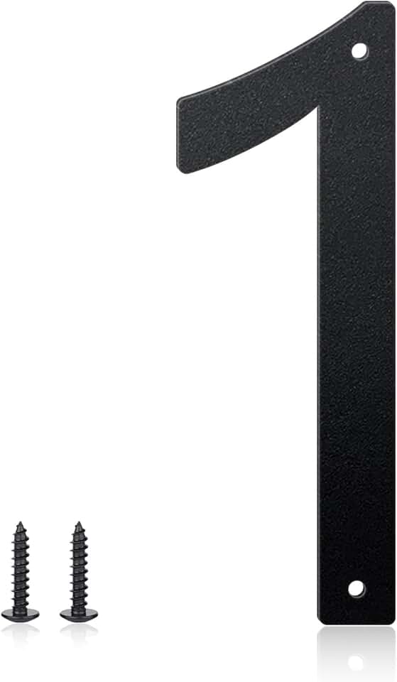 4 Inch House Numbers and Metal Letters for Outdoor Signs, House Numbers for Outside, Aluminum Address Letters and Numbers for Door, Mailbox, Garden, Perfect for Home or Office (Number 1)